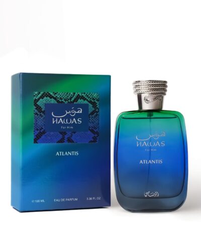 Rasasi Hawas Atlantis EDP 100 ml zili zaļš smaržu flakons