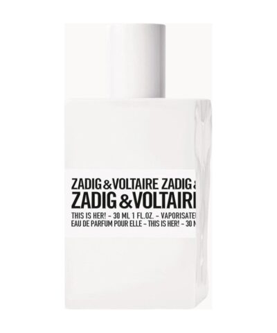 Zadig & Voltaire THIS IS HER! Eau de Parfum 30 ml, baltas matinis buteliukas su balta etikete