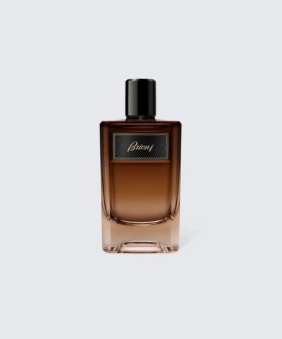 Brioni Eau de Parfum Suave 60 ml, rusvo gintarinio stiklo buteliukas su juoda audinio etikete