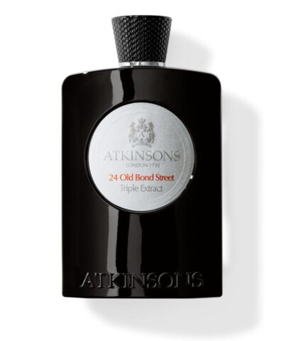 Atkinsons 24 Old Bond Street Triple Extract Eau de Cologne 100 ml, juodas buteliukas su sidabrine apvalia etikete