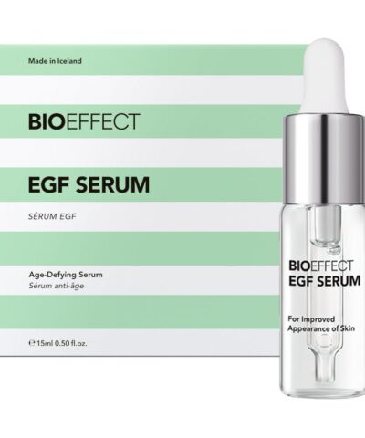 BIOEFFECT EGF Serum 15 ml buteliukas su pipete ir dėžutė baltame fone