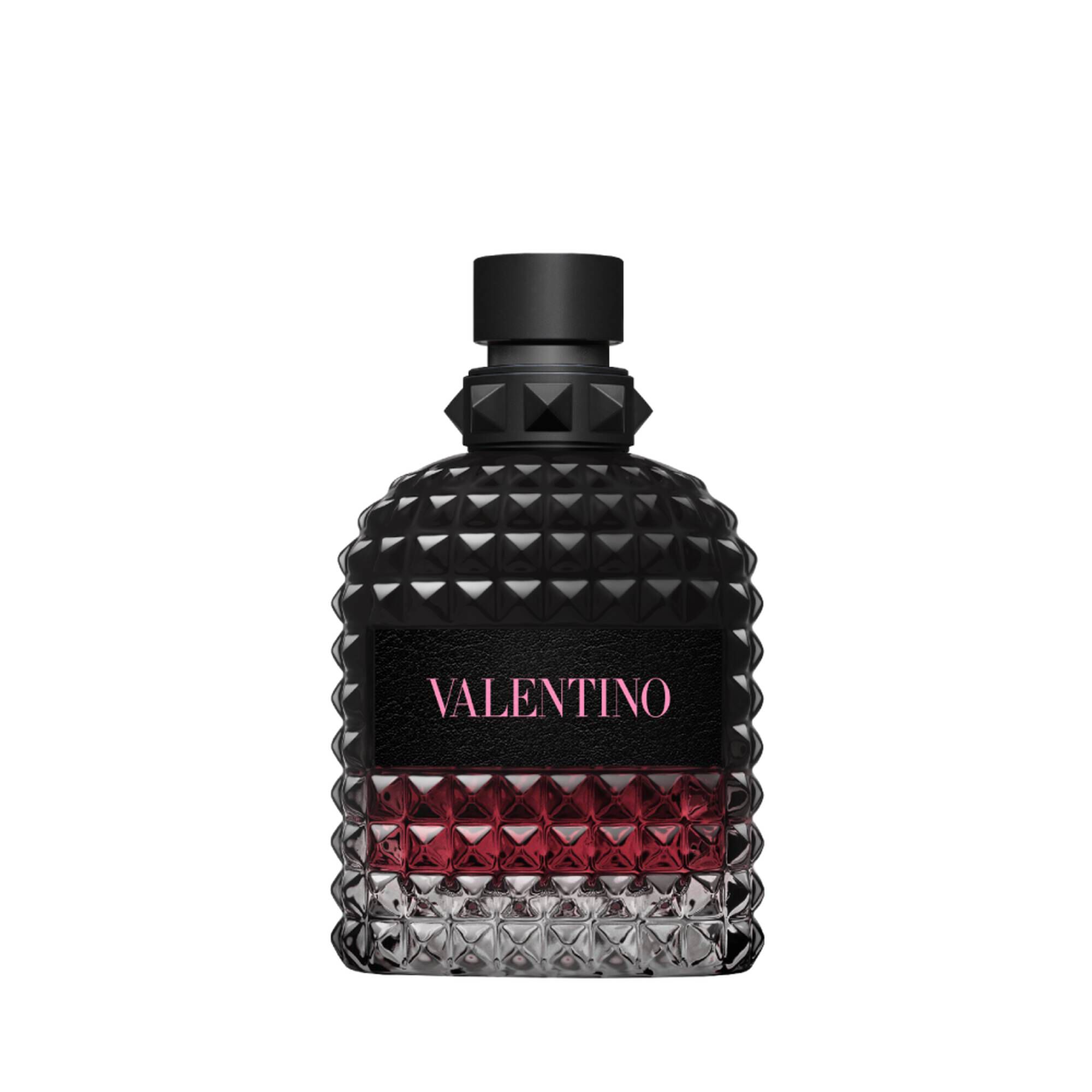 Valentino Uomo Born In Roma Intense Eau de Parfum 100 ml melns flakons ar tumši sarkanu apakšdaļu