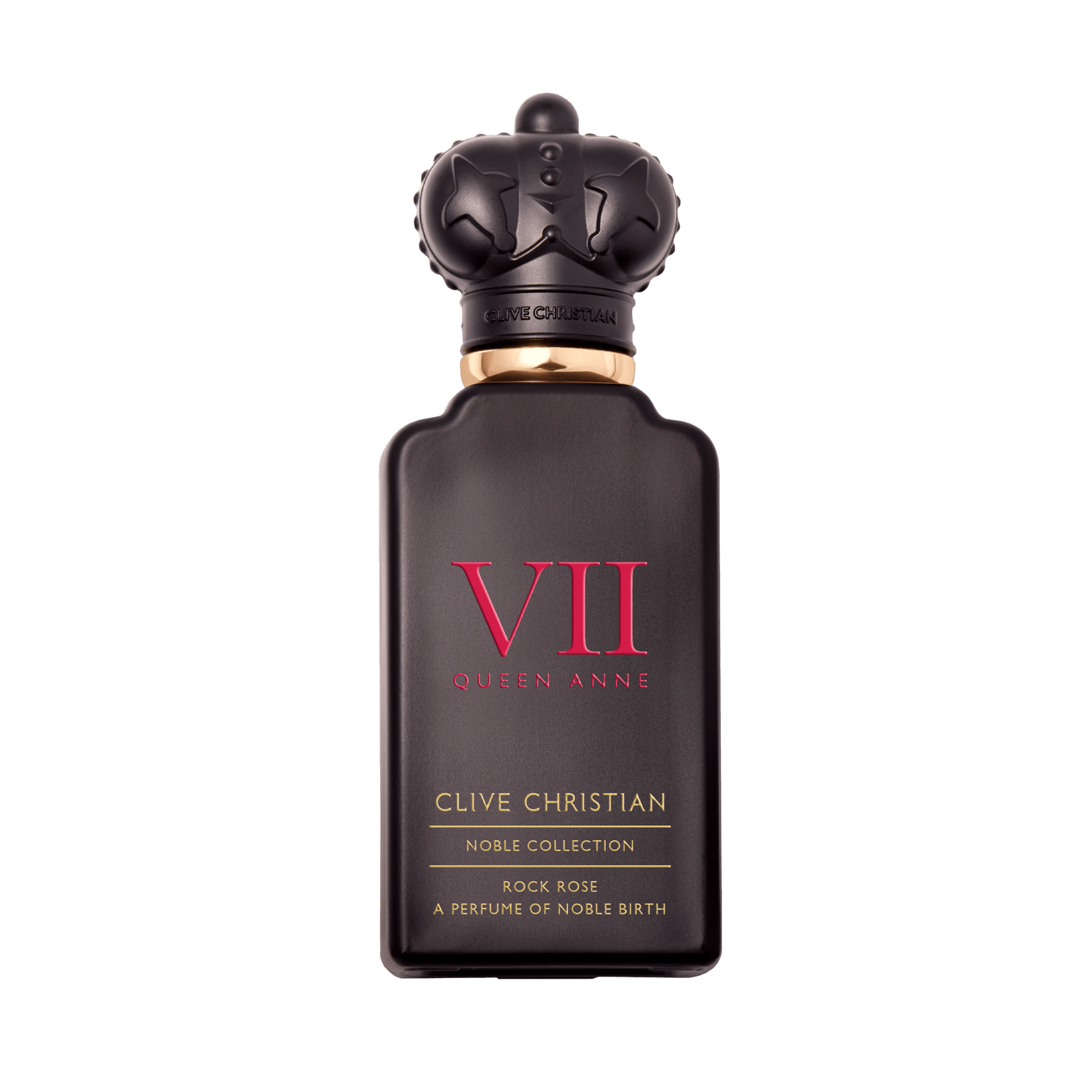 Clive Christian Rock Rose Eau de Parfum 50 ml, matinis juodas buteliukas su raudonu užrašu VII
