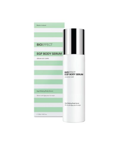 BIOEFFECT EGF Body Serum 120 ml buteliukas ir dėžutė baltame fone