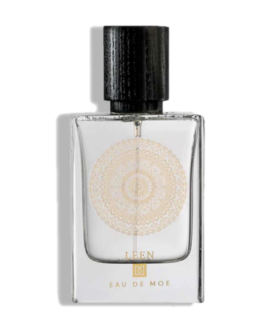 Eau de Moe LEEN Eau de Parfum 80 ml šviesus buteliukas su auksiniu ornamentu