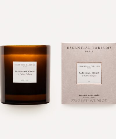 Essential Parfums Patchouli Mania kvapioji žvakė 270 g rudo stiklo indelis su pakuote