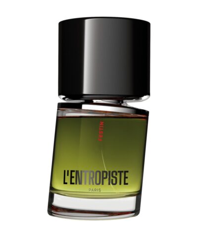 L'Entropiste Festin EDP 50 ml buteliukas su juodu dangteliu ir žaliu skysčiu ant balto fono
