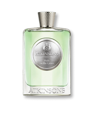 Atkinsons Posh on the Green Eau de Parfum 100 ml, šviesiai žalias buteliukas su sidabriniu medalionu