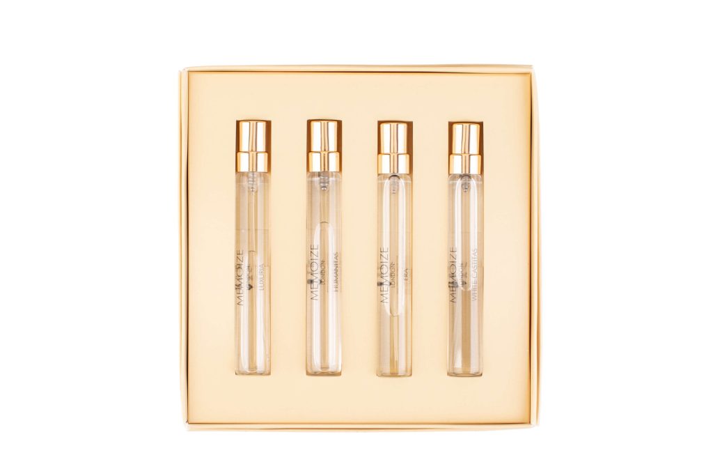 Collection III Komplekts Memoize: Luxuria Extrait De Parfum 7.5 ml + White Castitas Extrait De Parfum 7.5 ml + Era Extrait De Parfum 7.5 ml + Humanitas Extrait De Parfum 7.5 ml
