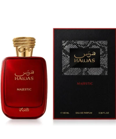 Rasasi Hawas Majestic EDP 100 ml sarkans flakons ar zelta vāciņu