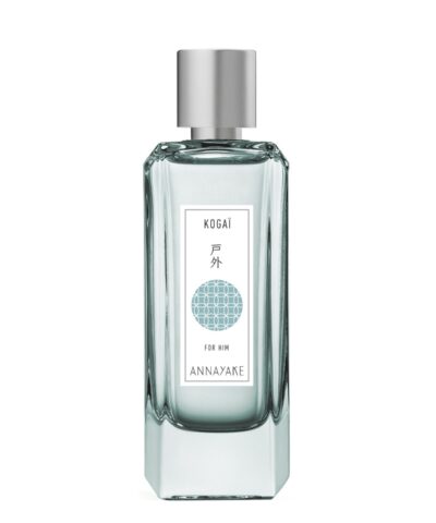 Annayake Kogaï for Him Eau de Toilette 100 ml, briaunotas melsvai žalsvo stiklo flakonas su sidabriniu dangteliu