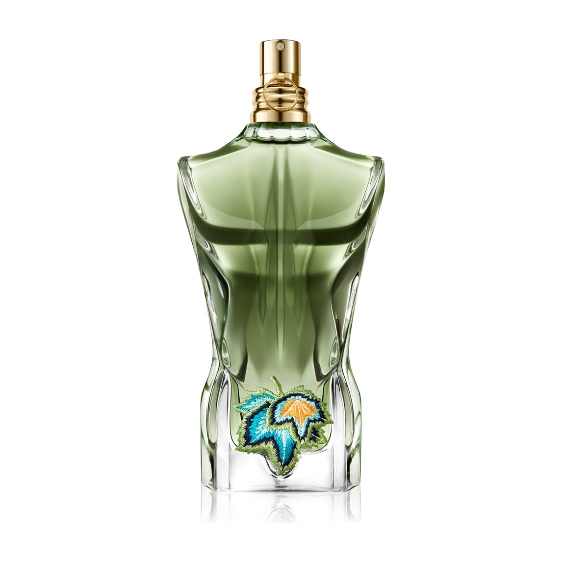 Jean Paul Gaultier Le Beau Paradise Garden EDP 125 ml žalias torso formos flakonas su siuvinėtu lapu