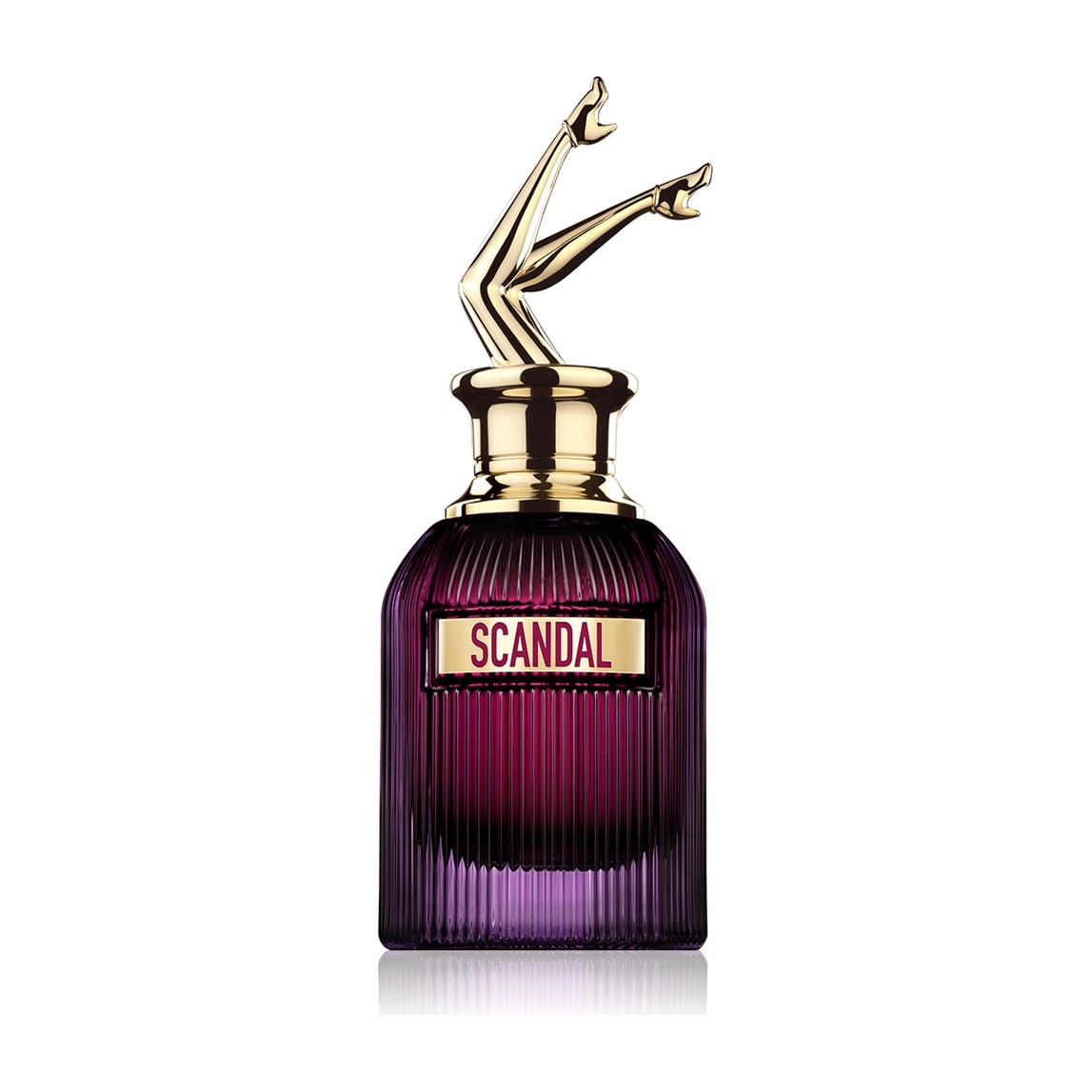 Jean Paul Gaultier Scandal Intense EDP 50 ml tamsiai violetinis rievėtas flakonas su kojų formos dangteliu