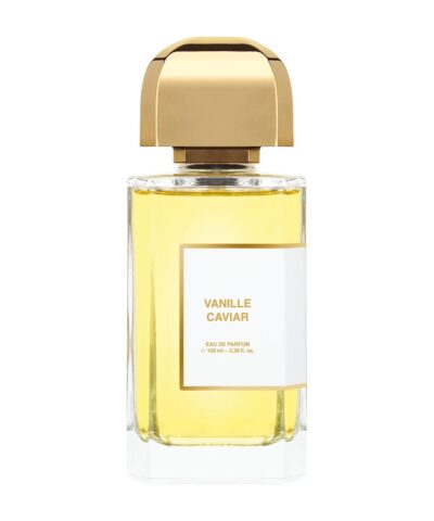 BDK Parfums Vanille Caviar Eau de Parfum 100 ml, caurspīdīgs flakons ar dzeltenīgu šķidrumu un zeltainu vāciņu