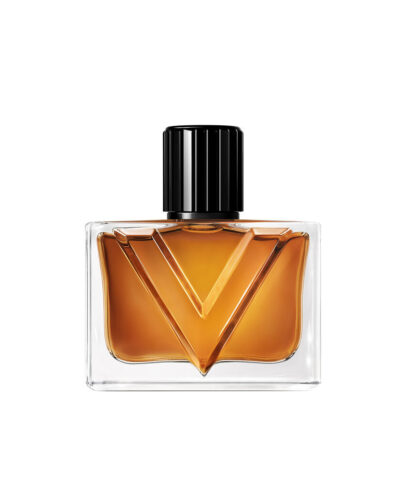 Valentino Vendetta Uomo Eau de Parfum 50 ml caurspīdīgs taisnstūrveida flakons ar dzintara krāsas šķidrumu